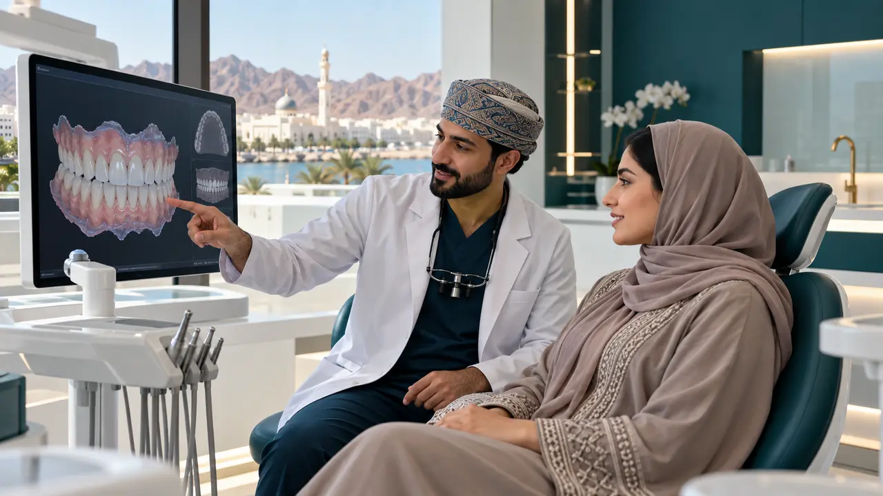 Dentist and patient reviewing a digital smile scan